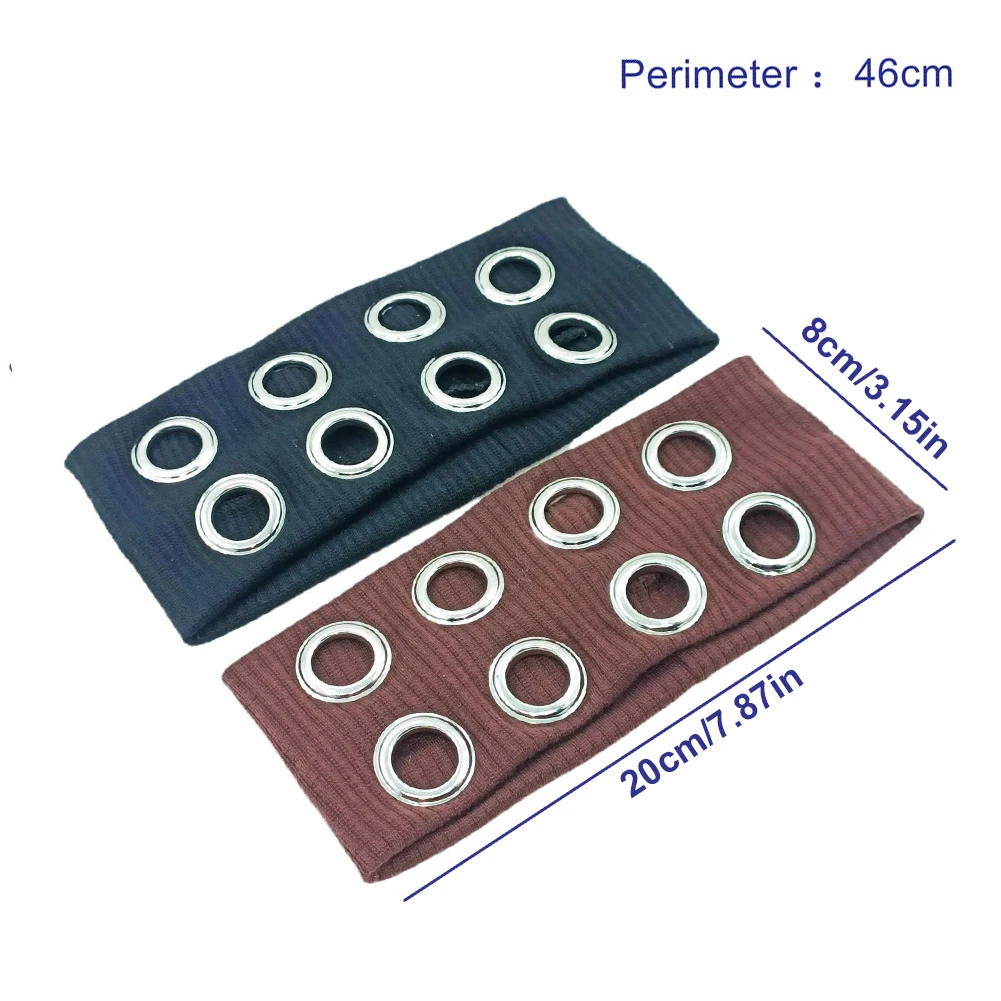 Fascia per capelli scavata Moda Tessuto traspirante Occhielli in metallo Copricapo Fascia ampia ed elastica antiscivolo per streetwear