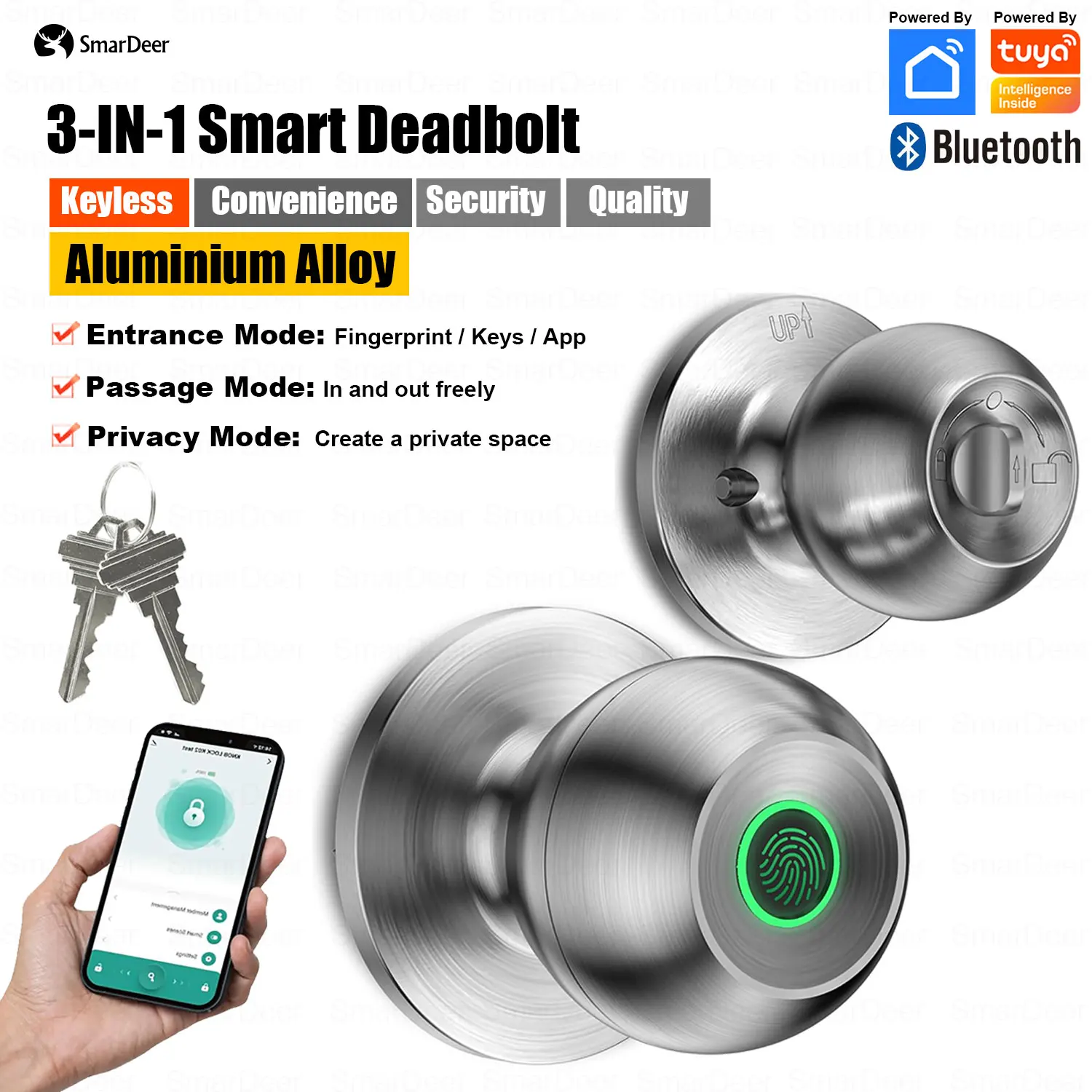 SmarDeer fingerprint lock is suitable for Tuya Bluetooth door lock, which is very suitable for smart locks of standard doors