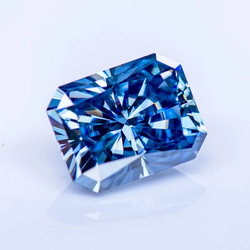 Moissanite Stone Radiant Cut Natural Color Royal Blue GRA Authentication Lab Grown Diamond Advanced Jewelry Making Materials