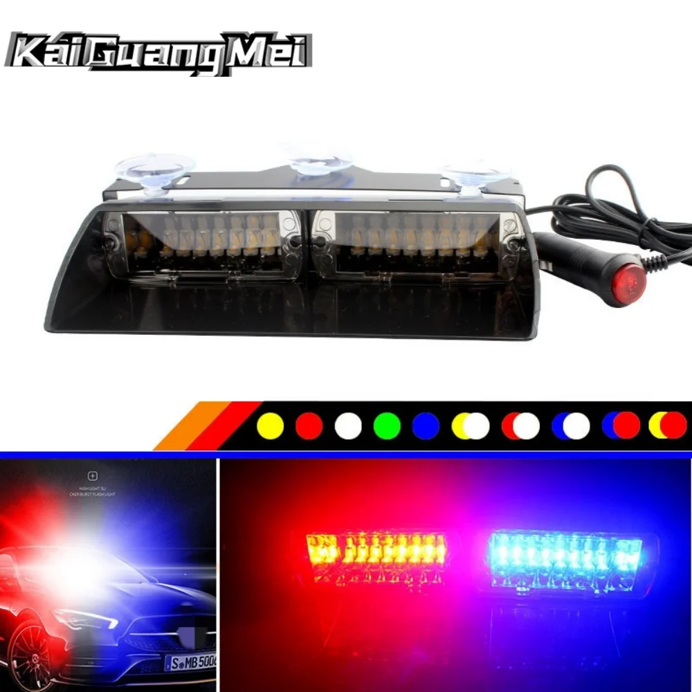 

1PC Police Light 16LED Strobe Light Car Light Assembly Suction Cup Warning Truck Flasher Safety Flashing Mode Siren Car Parts