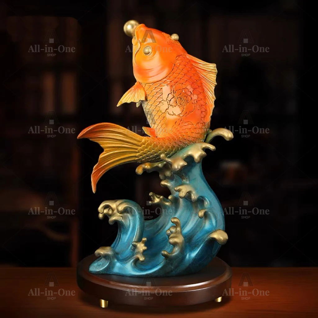 Good Omens Home Shop Company FU GUI YOU YU BRONZE Poisson doré BONNE CHANCE prospérité affaires argent Succès FENG SHUI ART 50% DE RÉDUCTION