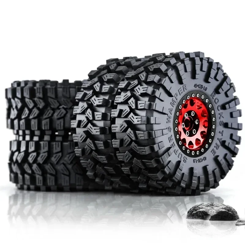 

4pcs 120mm 1.9" Metal Beadlock Wheel Rim Rubber Tire Set for 1/10 RC Crawler Car Trxs TRX4 RC4WD D90 Axial SCX10 II III MST