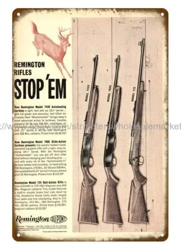 home decor ideas bedroom 1961 Remington Firearm Shotguns Rifles metal tin sign