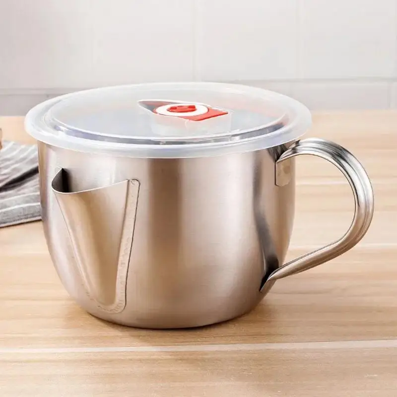 1000ML Stainless Steel Gravy Oil Soup Fat Separator Grease Oiler Filter Strainer Bowl for Home Kitchen Cooking