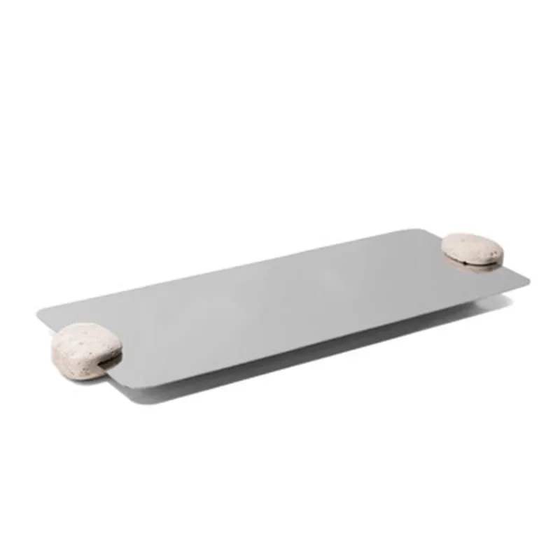 Simple modern marble metal mirror geometric tray ornament, model house sales office entrance coffee