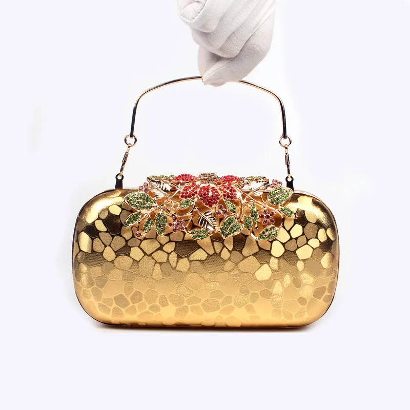 2024 Luxury Flower Crystal Water Cube Evening Clutch Bags Rhinestones Wedding Handbags Mermaid Lady Purse Fashion Shoulder Bag