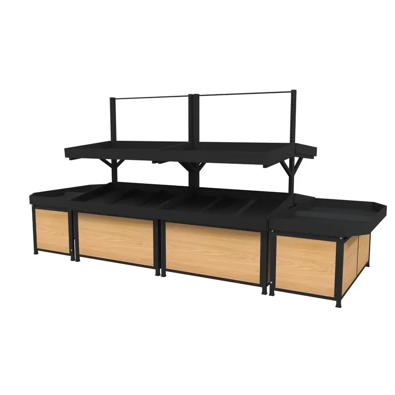Supermarket Heavy Duty Stainless Steel Fresh Fruit Vegetable Display Stand Multi Functional Metal Design
