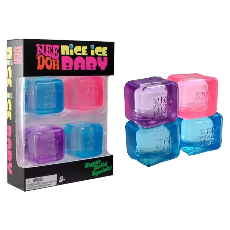 

Needoh Teenie Nice Ice Cube Fidget Toys Mini4 Pack Set Slow Rebound Squishy Toys Stress Reliever Fidget for Party Favors Gifts!!