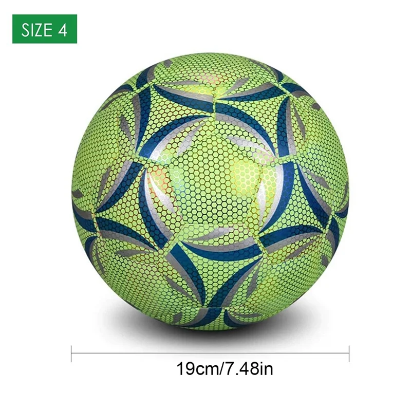 Luminous Size 4 Soccer Ball Size 4 Children's Football Dazzling Glow In The Dark Training And Game Ball Long-Lasting Brightness-