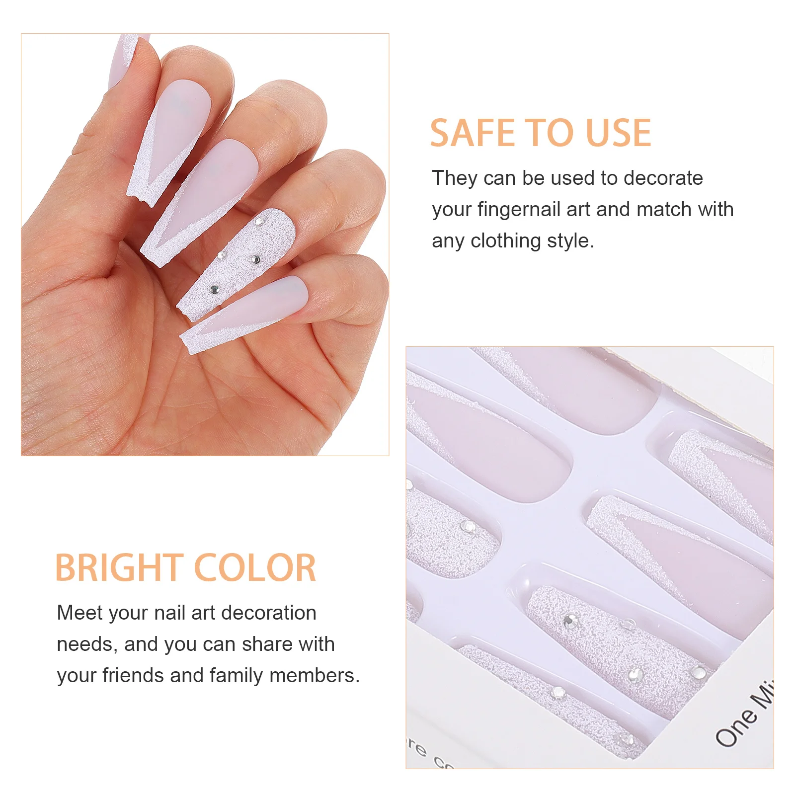 

48Pcs Nail Art Pieces Durable Long False Nails Perfect for Birthday Halloween Christmas New Year Salon Use Long Press on Nails