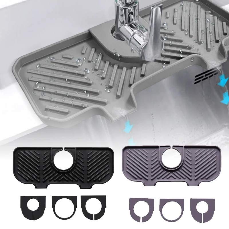 BOLTIFY Convenient Silicone Countertop Protector Faucet Absorbent Pad Drip Catcher Mat Faucet Absorbent Mat Sink Splash Guard