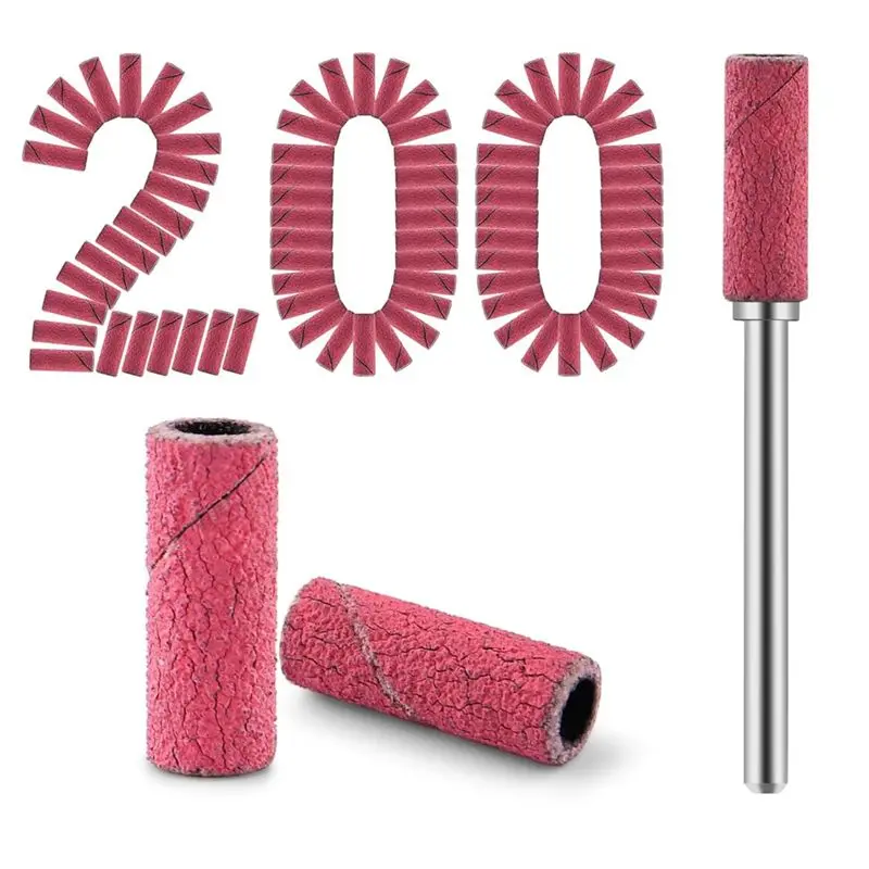 

200 Pcs Nail Drill Bits Small Sanding Bands With 3.1Mm Mandrel Bit, 180 Fine Grit Mini Sanding Bands Nail File