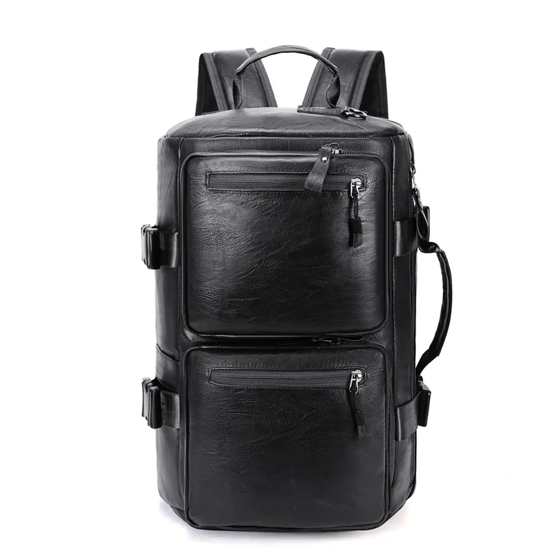 Men's PU backpack for outdoor travel and multi-purpose backpack