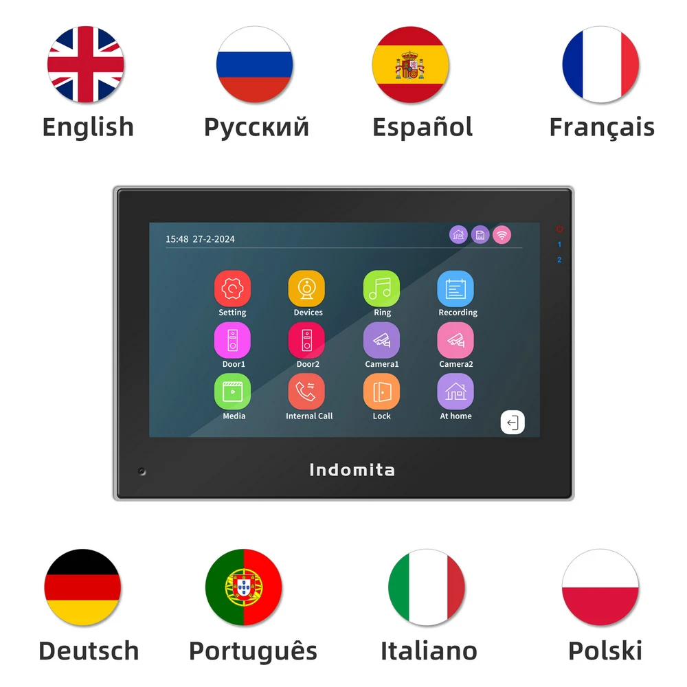 Indomita WiFi Video Door Phone,Tuya Smart Intercom System for Villa,Touch Screen 7\