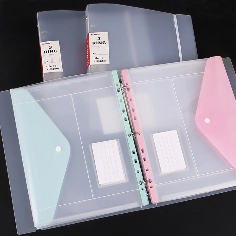

Transparent Loose-leaf File Bag File Organizer High-Capacity Binder Pockets 11-hole Button Close Document Pouch