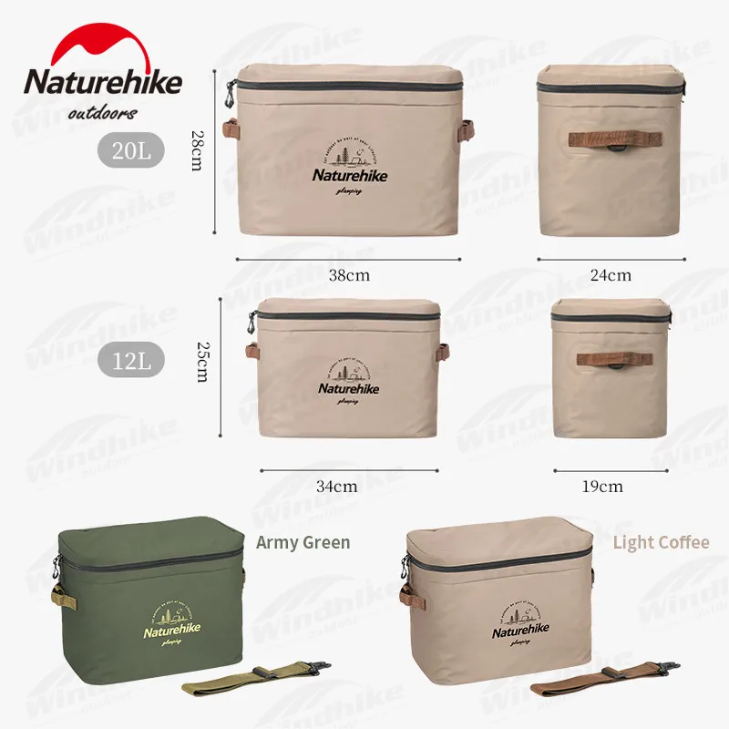 Naturehike Outdoor Portable 20L PVC Picnic Ice Pack Camping Travel Office Drinks Keep Cold Ice Box 8-12 Hour Cold Insulation Bag