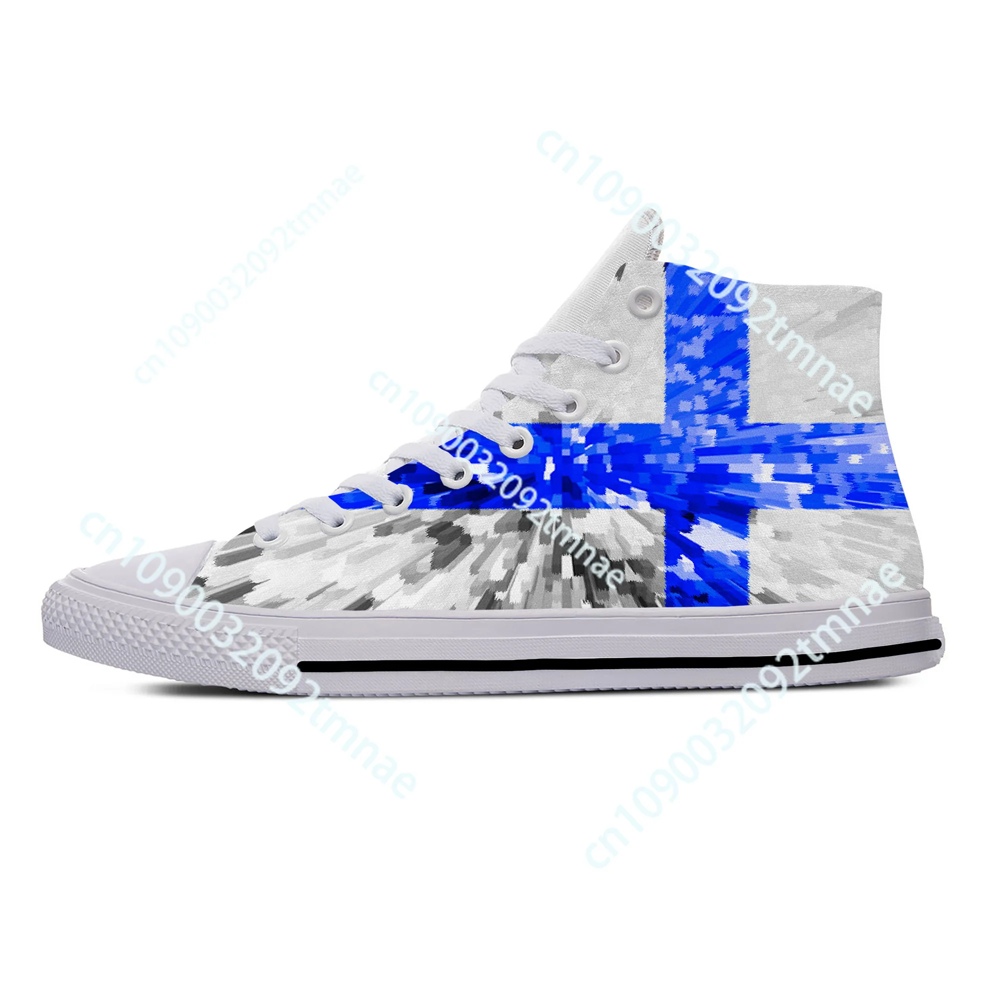 

Finland Finnish Flag Patriotic Pride Fashion Cool Casual Cloth Shoes High Top Lightweight Breathable Custom Men Women Sneakers