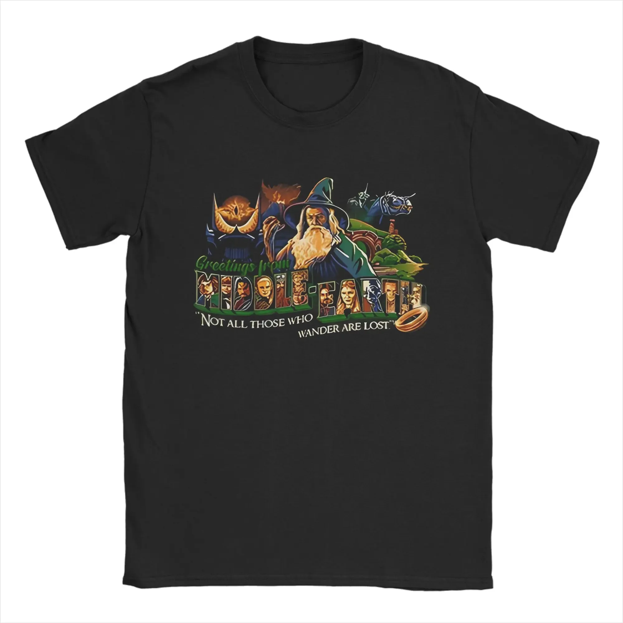 

Greetings From Middle Earth Lord of the Rings Graphic Tee Short Sleeve Cotton T-Shirt