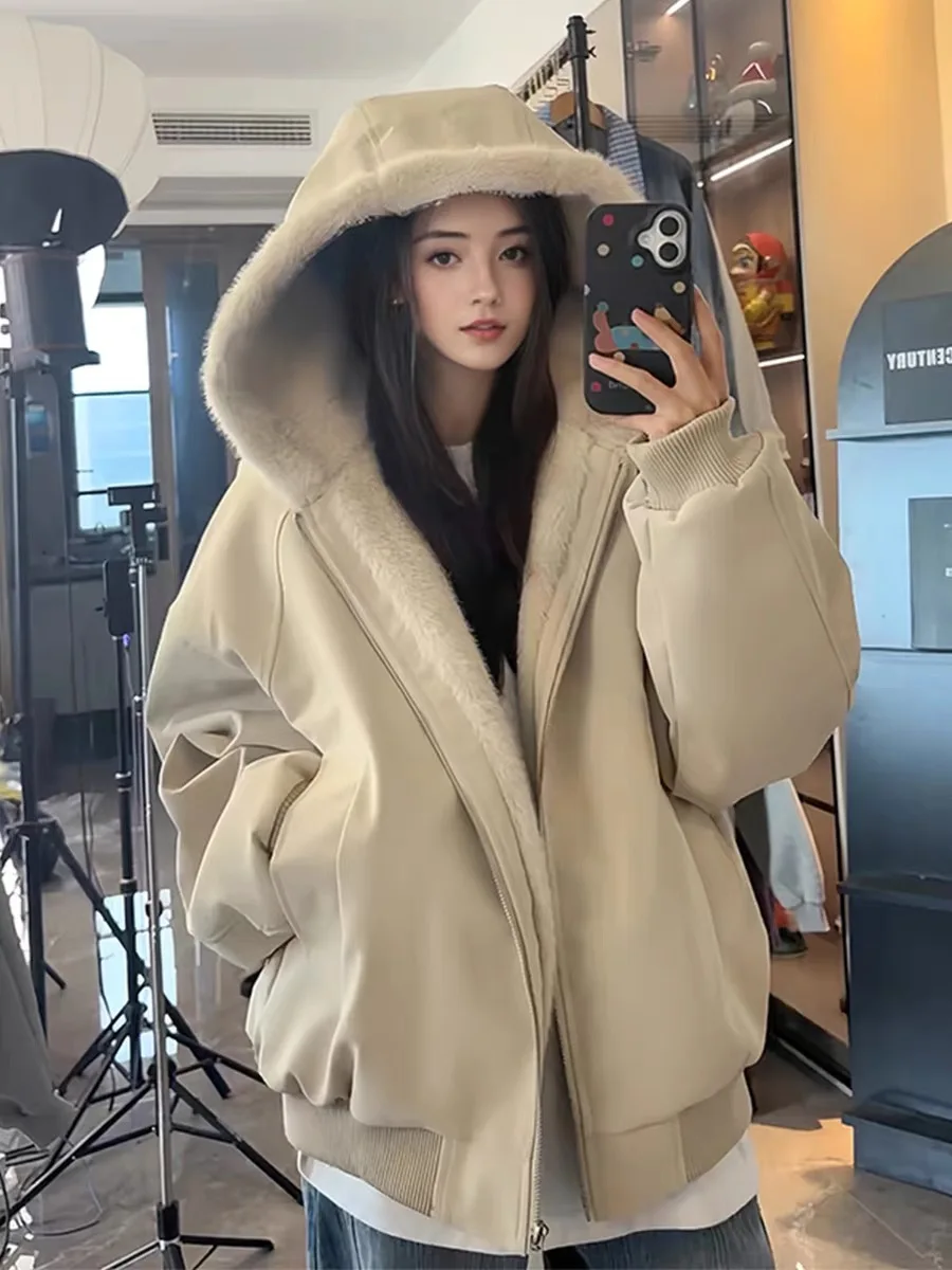 

ex Hooded Flannel Cotton Jaet Winter Warmth Padded Coat Men's Women's Versatile Fall Winter Seasonal Faion Outerwear