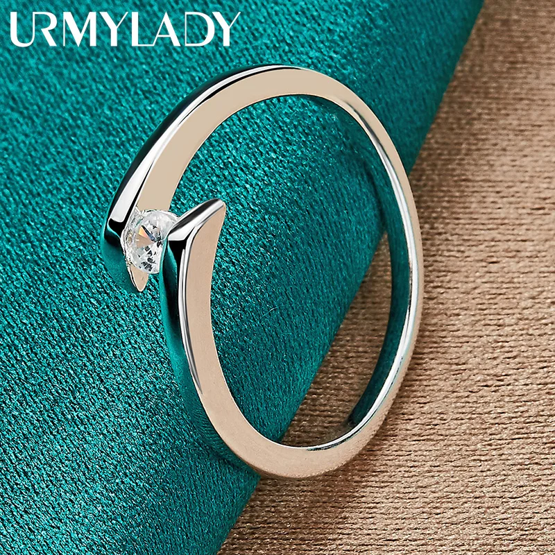 

URMYLADY 925 Sterling Silver Wheel of Fortune Zircon 7-10# Ring For Women Fashion Wedding Engagement Party Charm Jewelry