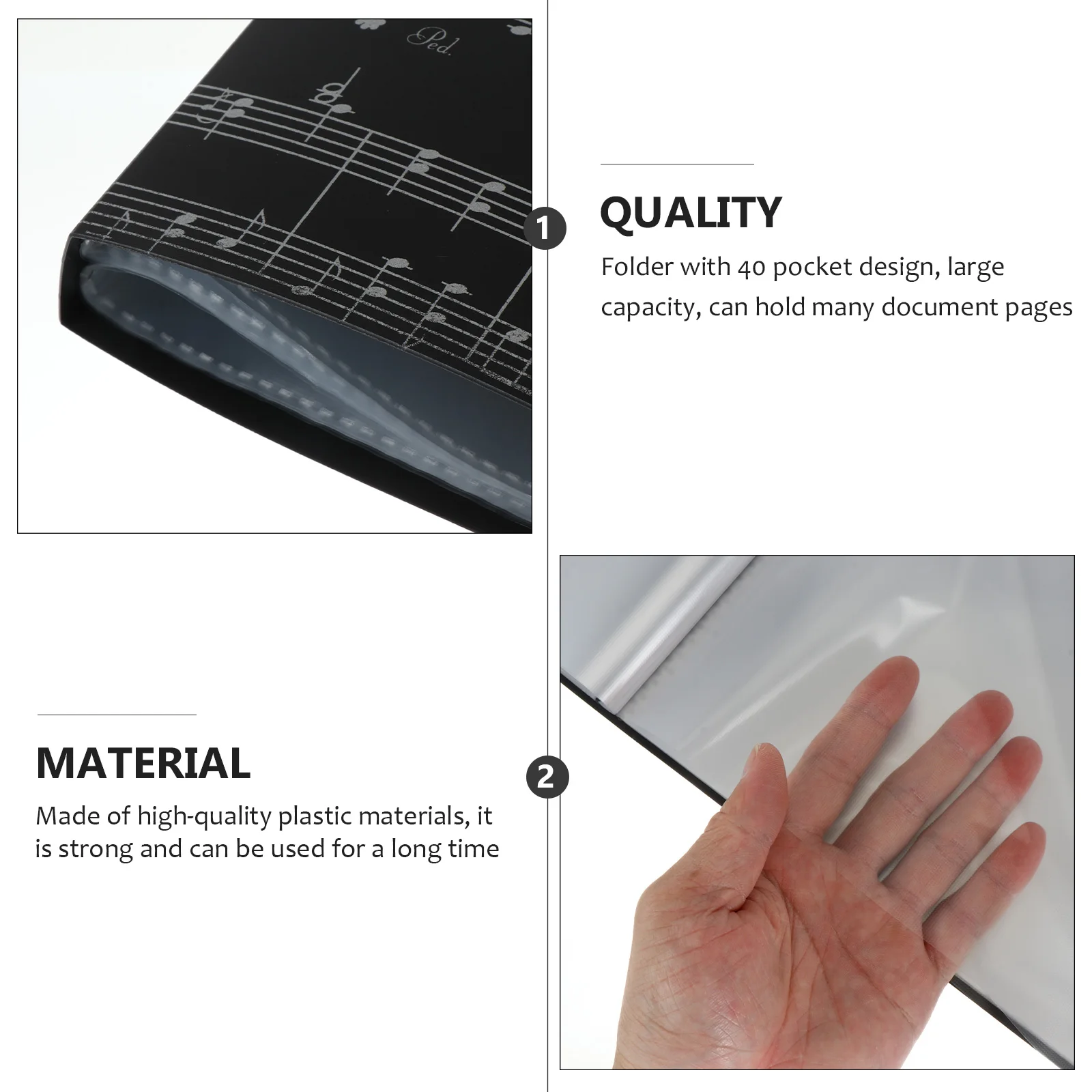 

Music Sheet Folder High quality Plastic Compact Portable Large Capacity File Storage Documents Holder Ideal Work School