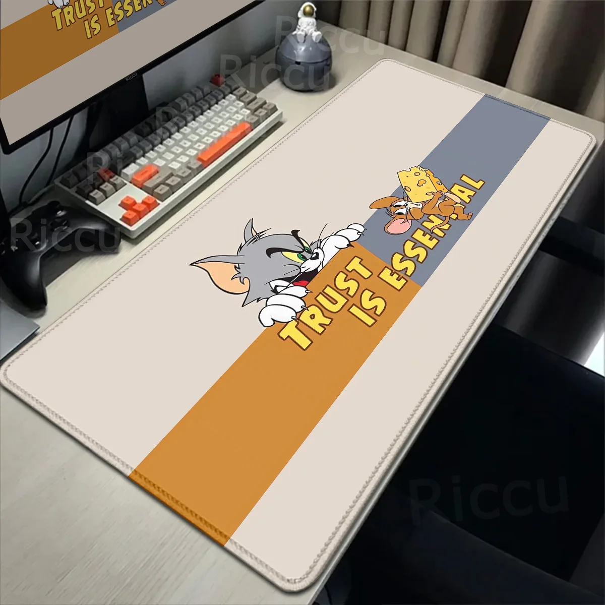 Cartoon Mousepad HD T-Tom and J-Jerry Printing Computer Gamers Locking Edge Non-slip Mouse Pad XL Keyboard PC Desk Pad Accessory