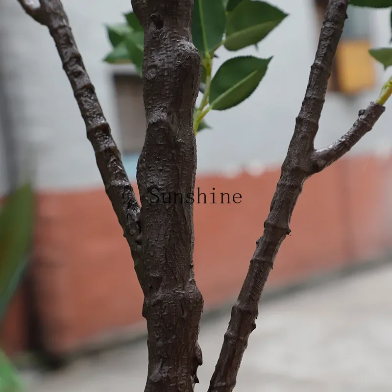 Indoor and outdoor decoration fake camellia tree, fake plant plastic pole landscaping simulation green plants  FT