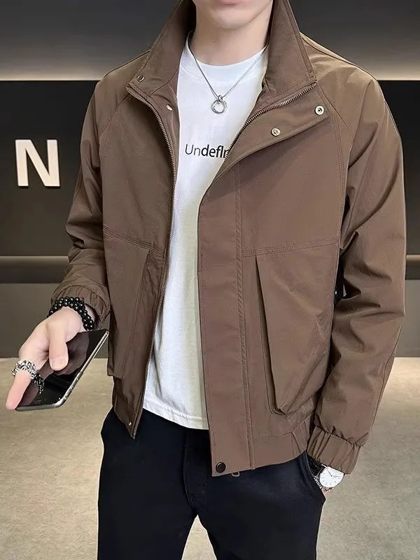 ربيع الخريف جديد Sle الرجال عارضة Jaet مع كيت كبير الوقوف طوق سستة ألياف البوليستر الشباب Faion ملابس خارجية #3