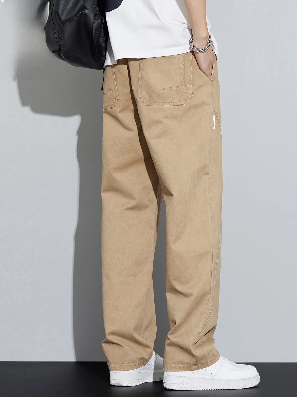 

Men's Casual Loose Straight Leg Cotton Pants Elastic Waist Spring Summer Autumn Comfortable Breathable Workwear Long ...