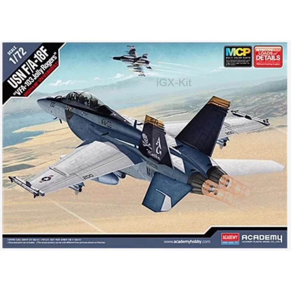 Academy 12535 Escala 1/72 USN F18 F-18 F/A-18F VFA-103 Aeronave de combate Jet Hobby Artesanato Brinquedo Kit de construção de modelo de plástico