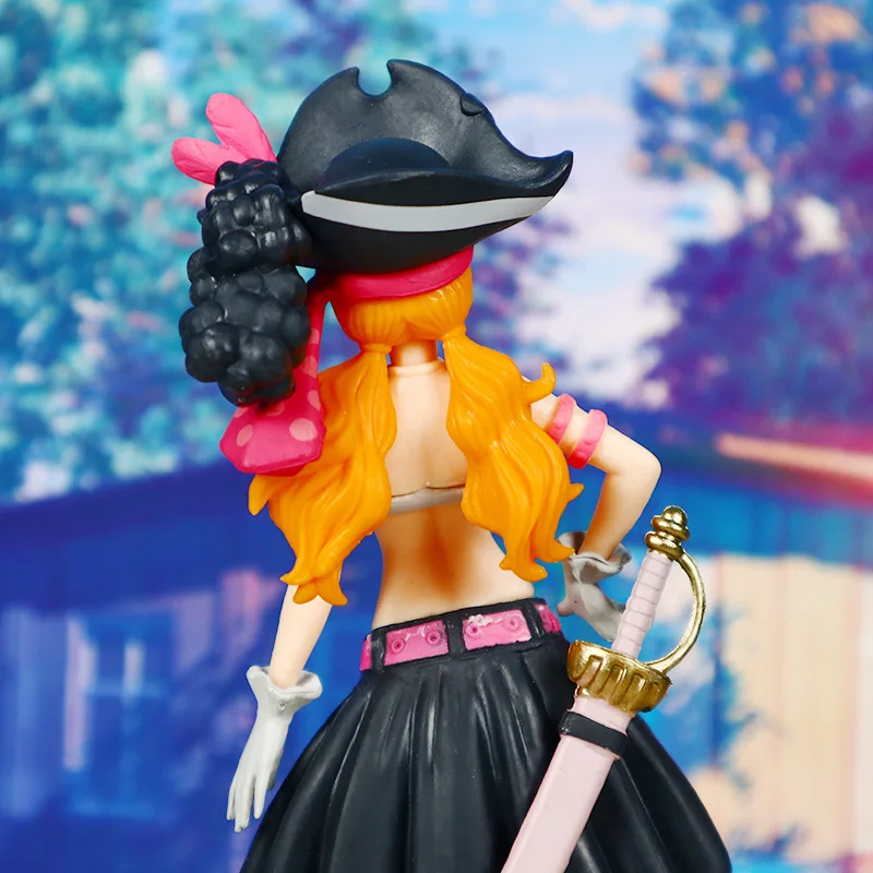 19CM Anime One Piece Nami Black Clothes Action Figure ONE PIECE FILM RED Dress Up Figurine PVC Collectible Model Toy Kid Gift image 4