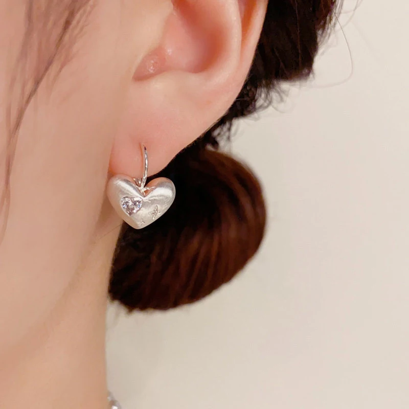 GANPUP Funkelnde Zirkon-Herz-Ohrhänger für Damen, Modischer Neuer Ohrschmuck, Accessoires, Geschenk für Party – Detail 1