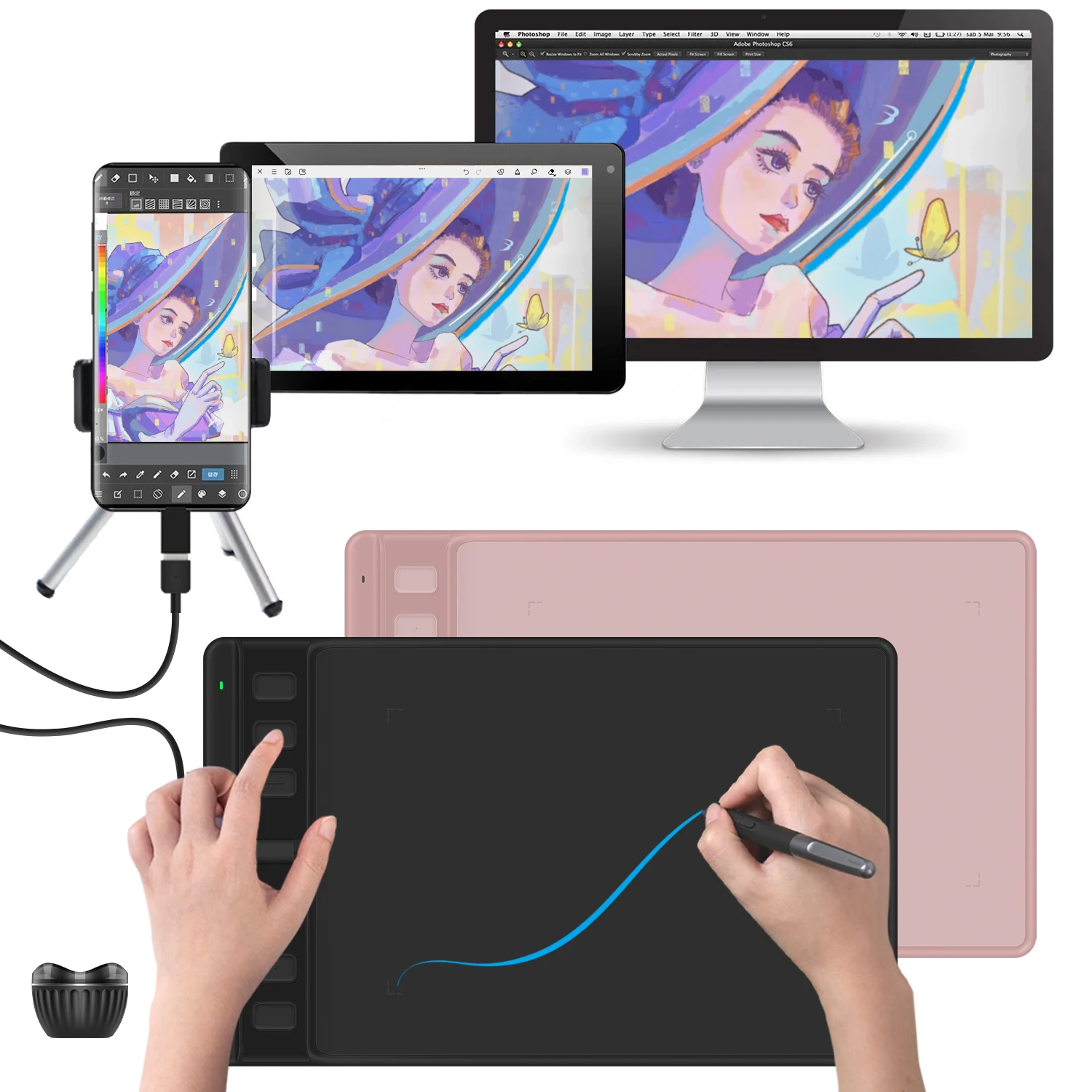 Portable Professional 8192 Level  Tablet Graphic Pen Tablet Digital Drawing Board with Pen H641P