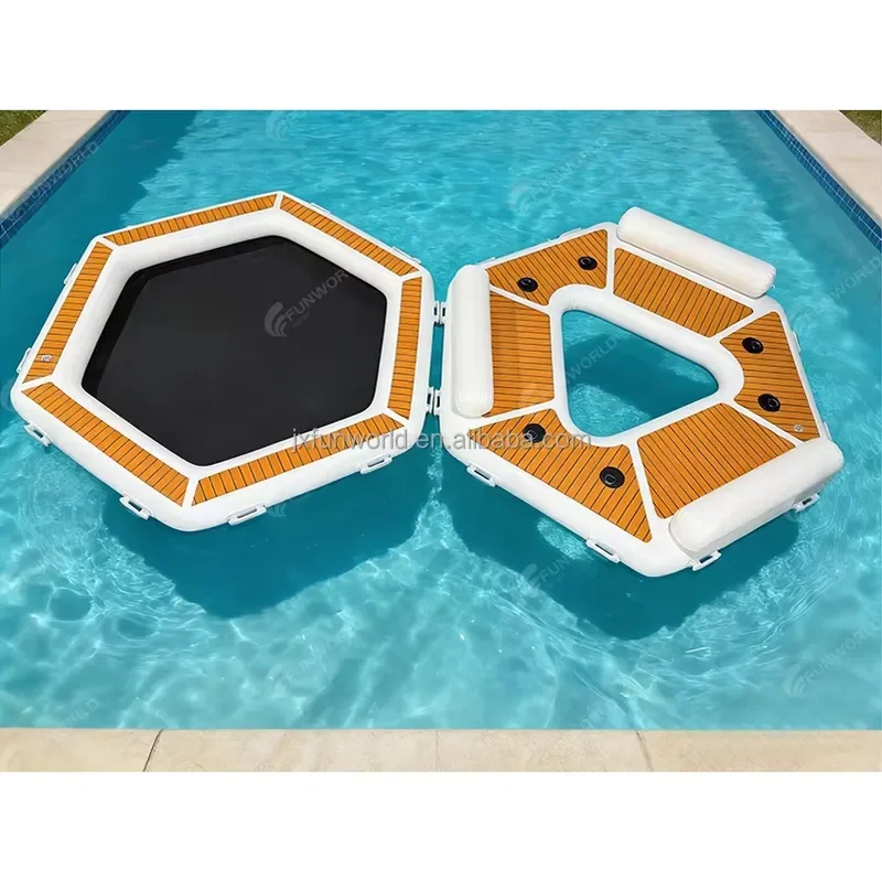 Heavy Duty Inflatable Hexagon Dock Platform Modular Floating Yacht & Boat Dock System
