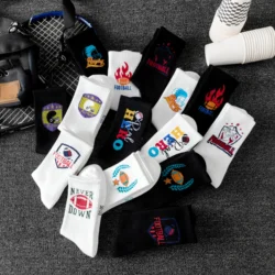 Men's Crew Socks, Random Styles, Unique Sports Designs, Street Fashion, Comfortable, Breathable, Moisture-Wickin