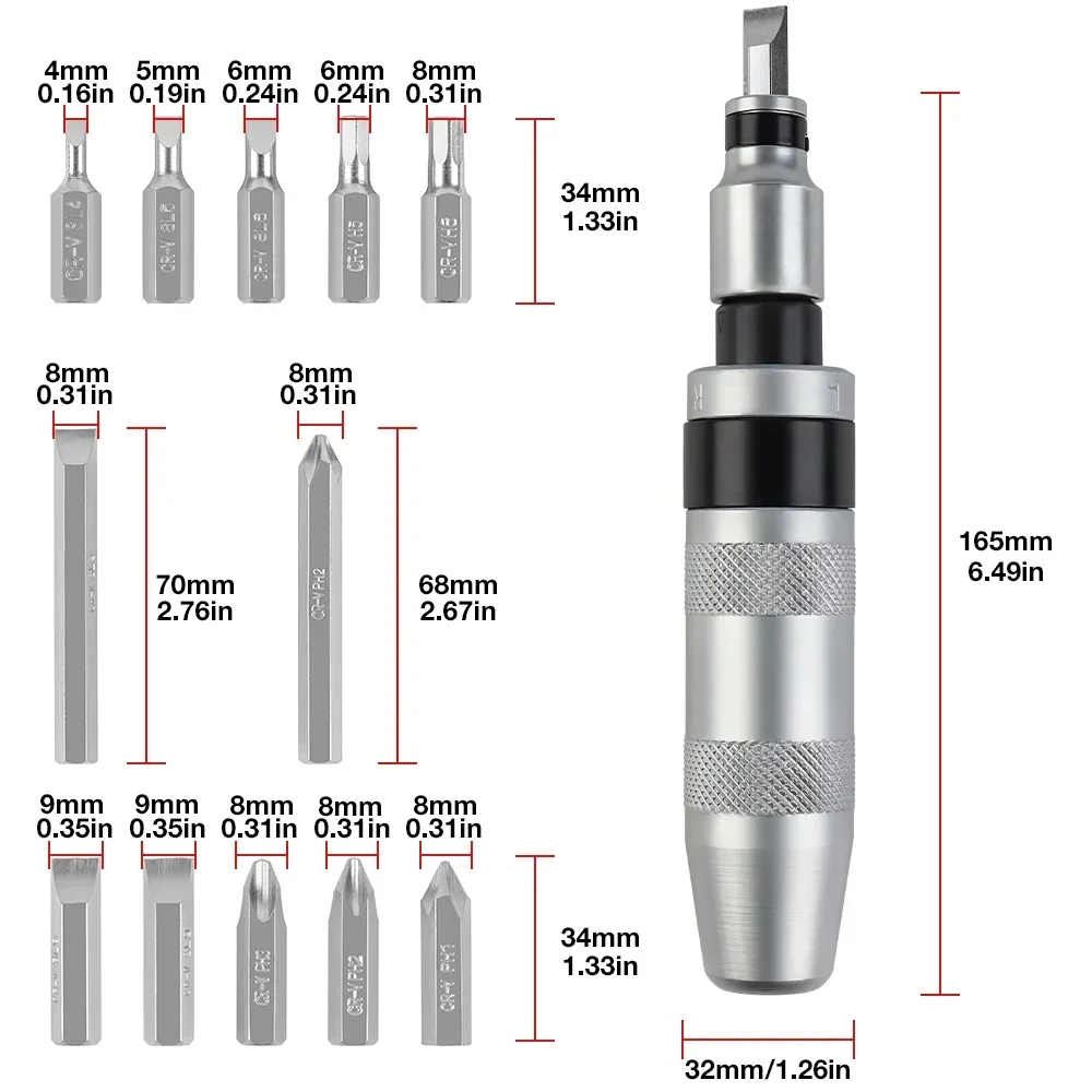 

Hot sell 7/12 PCS Manual Impact Screwdriver, Portable Reversible Impact Driver, Household Cordless Screwdriver Kit Hand Repair