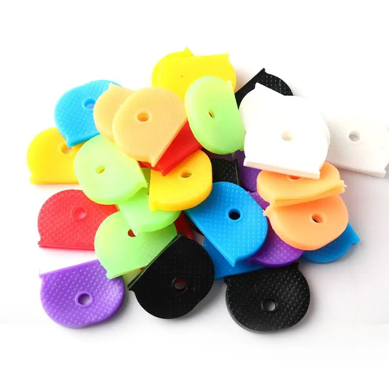 32pcs Bright Colors Hollow Silicone Soft Key Cap Covers Topper Keyring Key Rings Car House Key Case Random