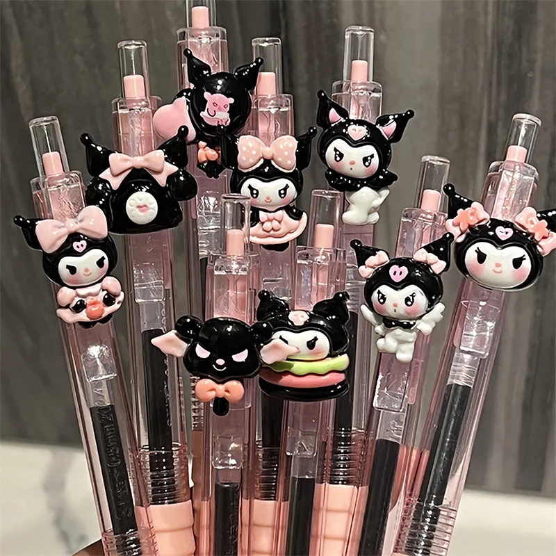 1/6 Uds Sanrio dibujos animados Hello Kitty Kuromi 0,5mm bolígrafos de Gel Kawaii bolígrafo de prensa negro escuela estudiante papelería suministros de oficina regalo