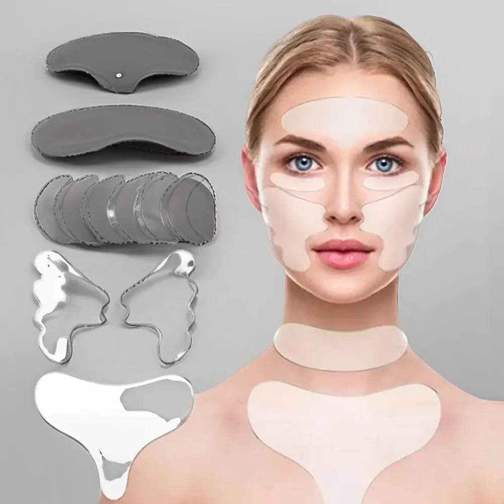 Anti-Aging Silicone Pad Treatment for Wrinkle Smoothing, 11-Piece Large Size Facial Patches for Chest and Face, Effective on Eye