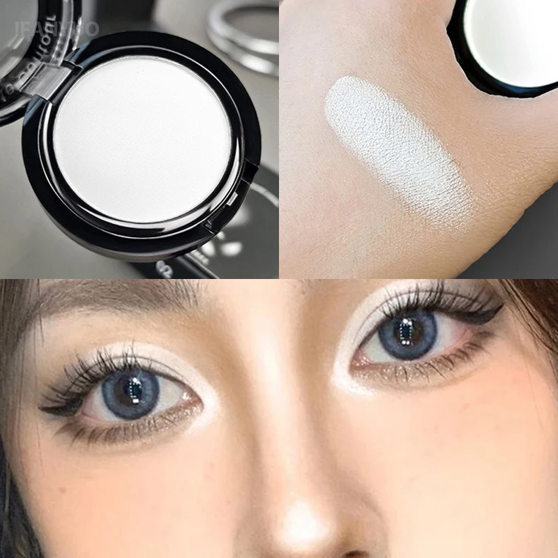 Sombra de ojos de Color blanco puro, paleta de maquillaje mate para resaltar, brillo facial monocromático, sombra de nariz en polvo de larga duración