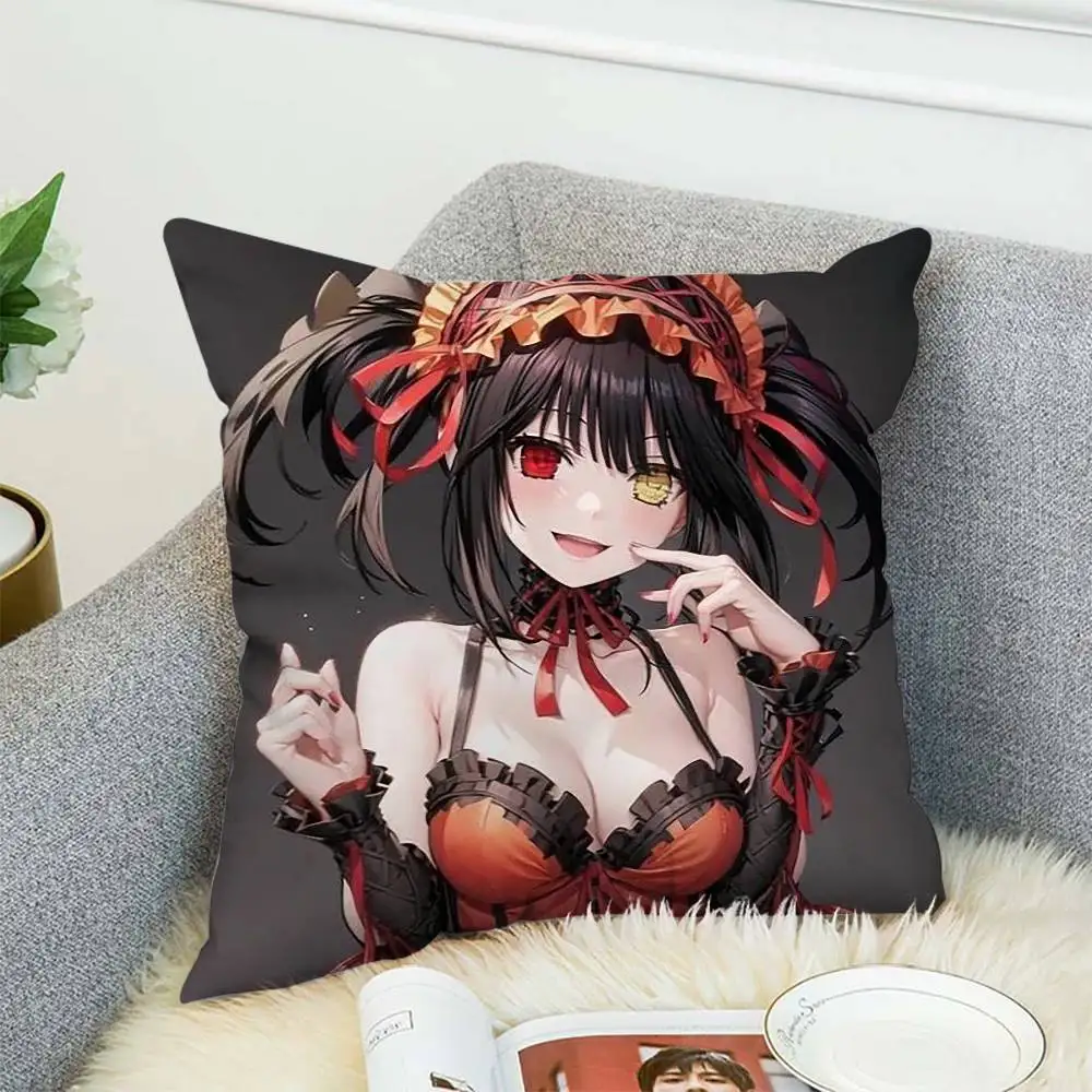 

AnimeTokisaki Kurumi Pillow Case Double-Sided Printing Cushion Cover 45x45 Decorative Cushions Sofa Home Decor Soft Pillowcase