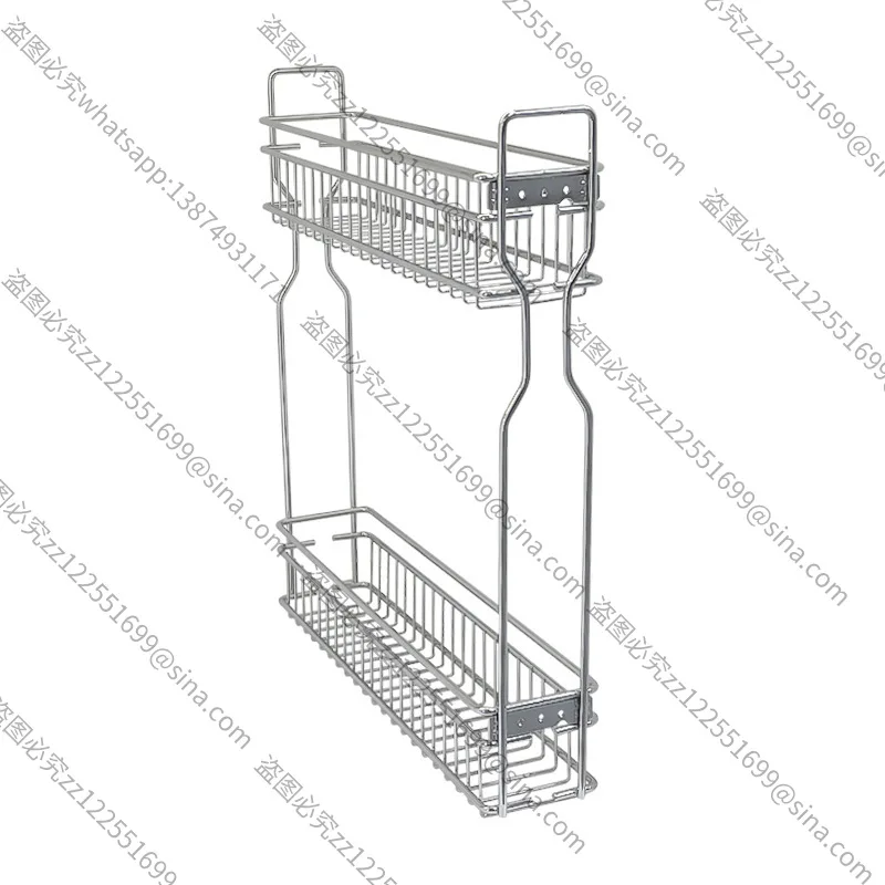 Suitable for Seasoning Basket Drawer Type Narrow Slot Basket Storage Double Layer Side Basket with Buffer Damping