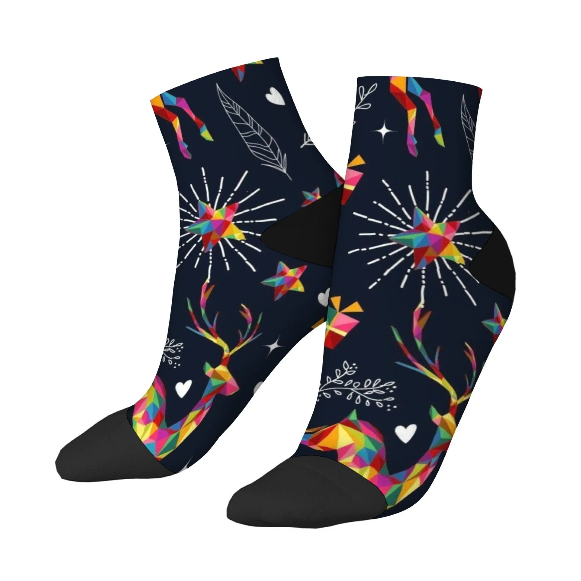 

Crazy Happy compression socks Artistic fireworks style Men's short socks Novelty funny socks Hip Hop casual Harajuku style gift