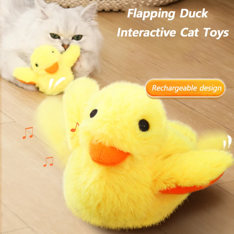 Flapping Duck Cat Toys USB Rechargeable Interactive Electric Bird Toys  Washable Cat Game Plush Toys