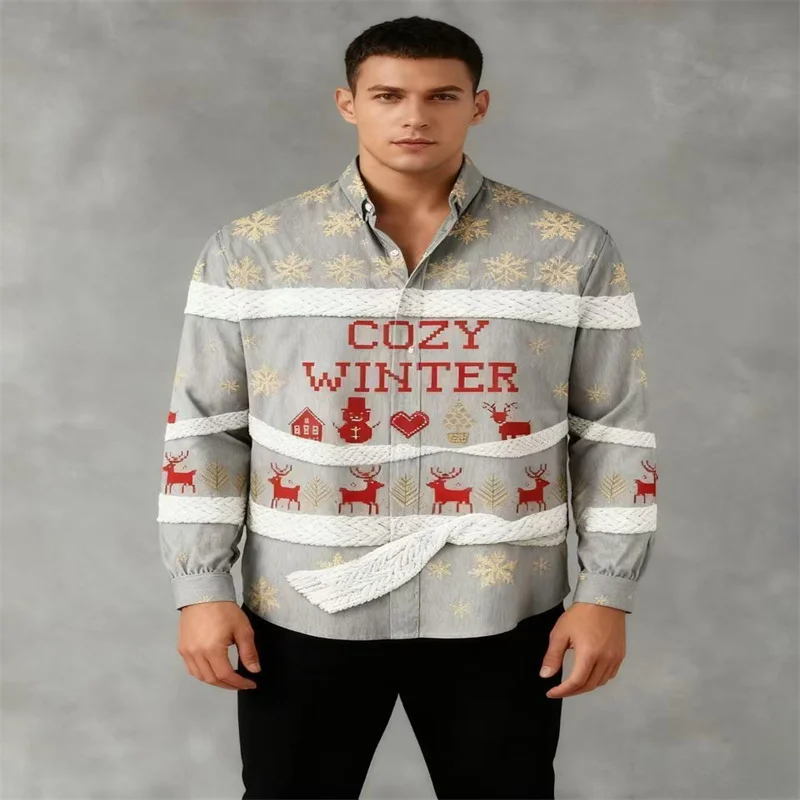 

Новая роскошная рождественская рубашка в гавайском стиле на 2026, лучшая рождественская рубашка в этническом стиле, мужская длинная рубашка.