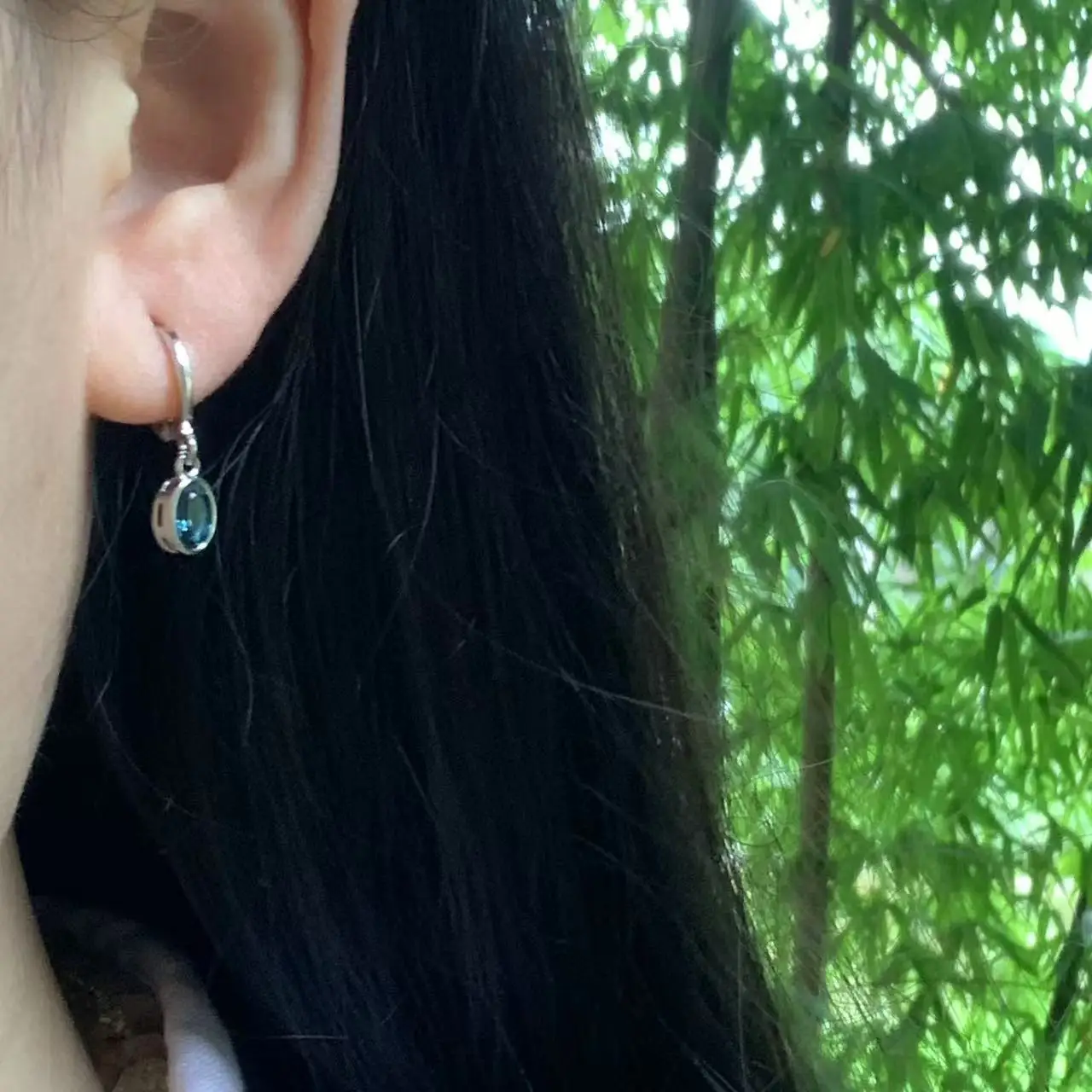 HEYYA STONE Vintage Natural Blue Topaz Hoop Earrings Simple Classic Round Circle Gemstone Jewelry Handmade 14K GOLD exclusive