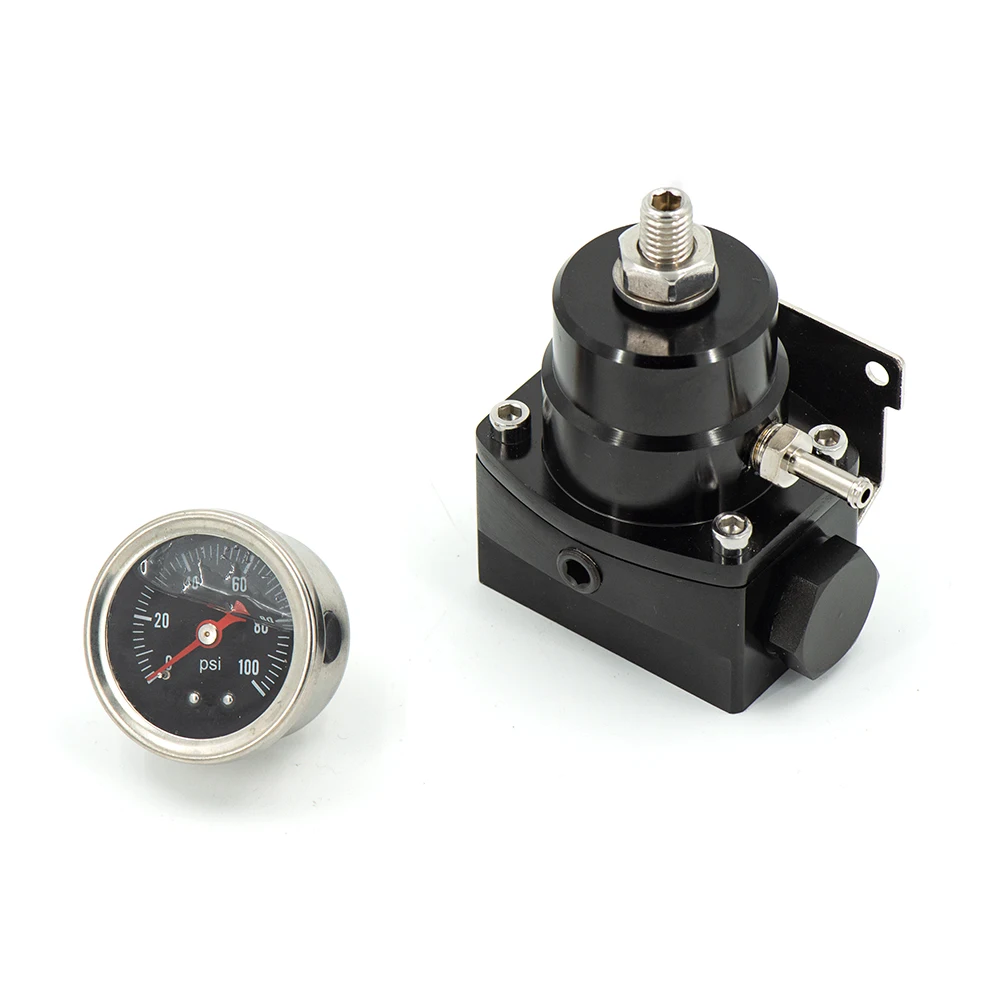 JDM Car Universal Adjustable Fuel Pressure Regulator With Gauge For Cherokee Ford F250 6.0L Diesel Twin Beam fpr