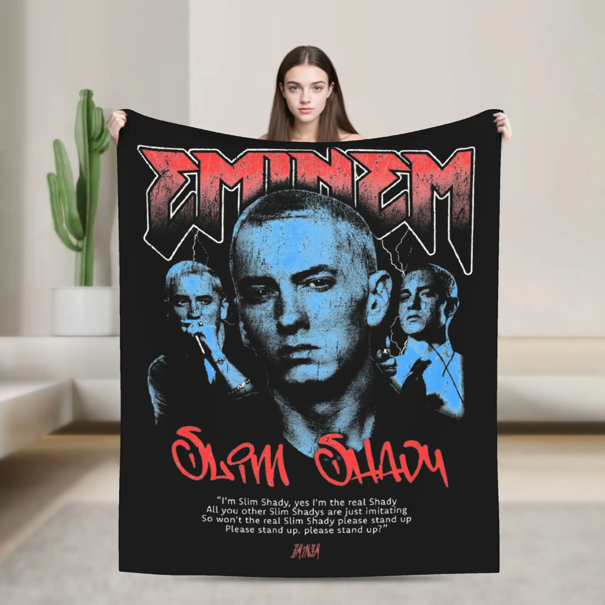 

Одеяла Eminem, бархатные зимние многофункциональные теплые пледы для домашнего офиса, покрывало
