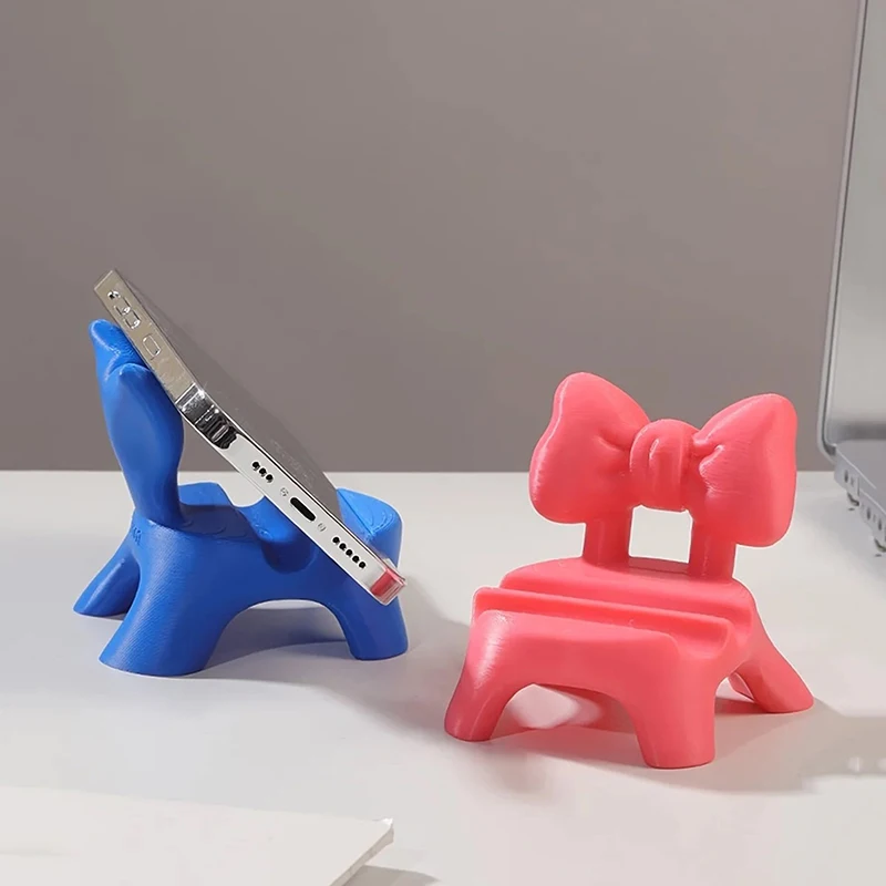 （Summer4）1 Pc Dopamine Color Creative Stool Phone Stand, Desktop Office Desk Fun Decor, Tablet Support Holder, Photo Frame Stand view 5