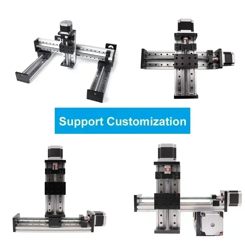 80mm Width Double Rail Sliding Table XYZ Axis CNC Ball Screw Linear Guide Table 4 Sliders SFU 1204/1605/1610 80KG Load